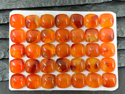 Carnelian Square Cushion 10mm Cabochon - Calibrated Gemstone for Jewelry