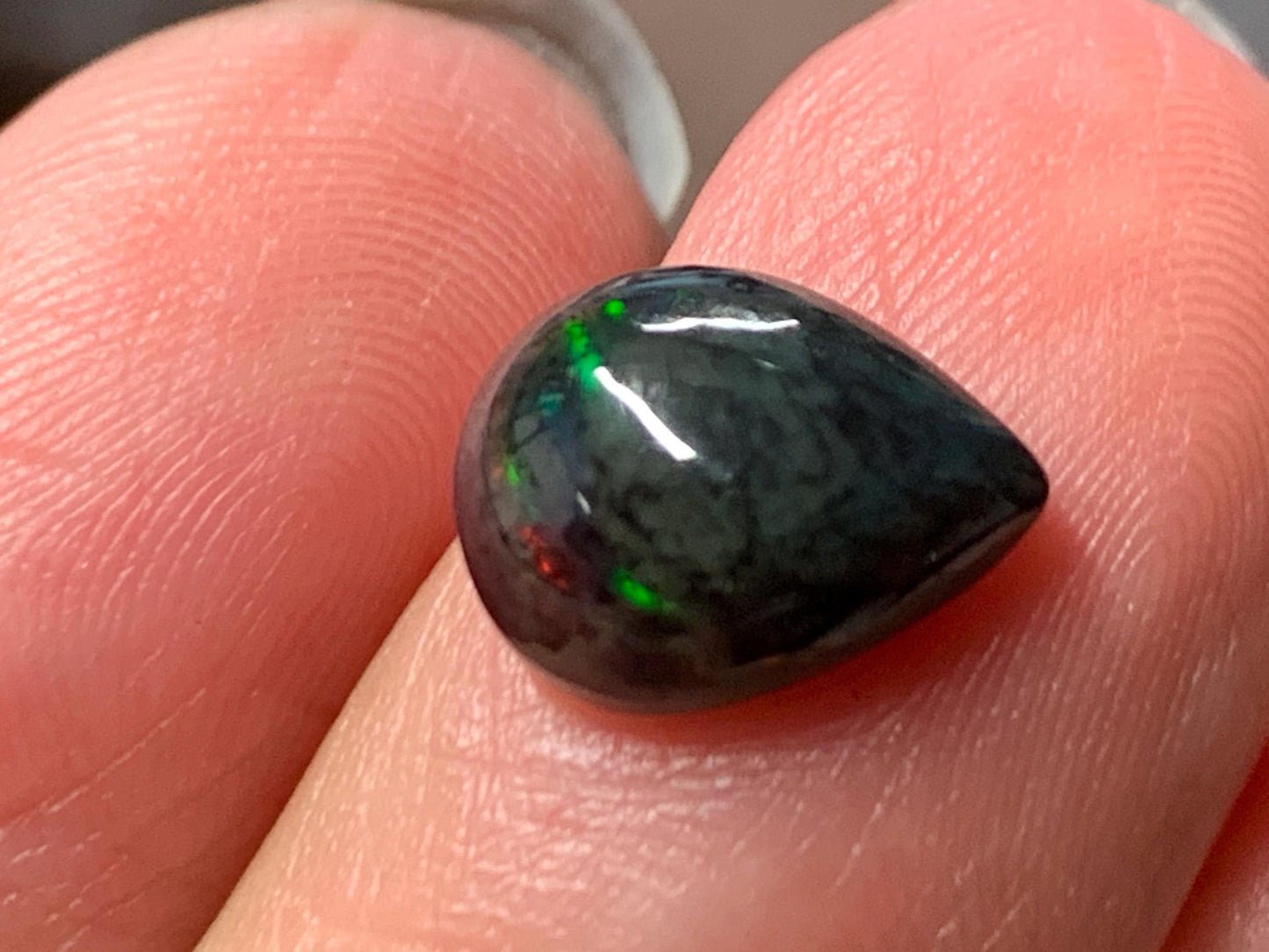 Natural Ethiopian Black Opal 8x10x4.5mm cabochon