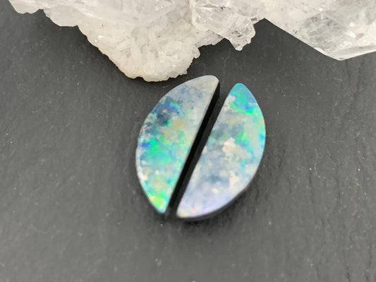 Australian Opal doublet 6x16x3mm pair of cabochons