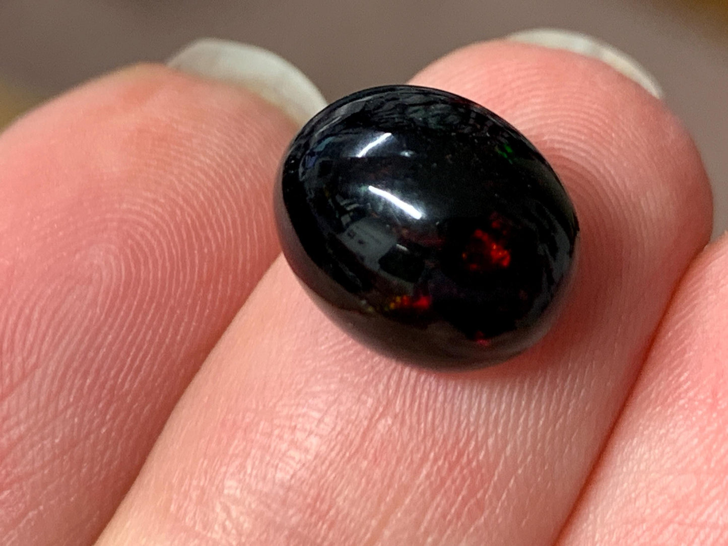 Natural Ethiopian Black Opal 9x12x7mm cabochon