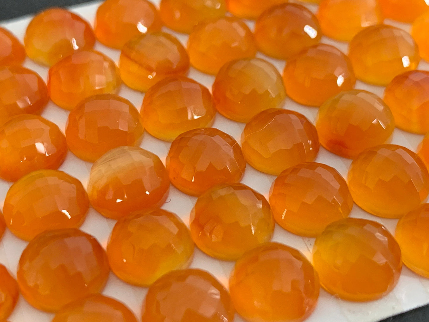 Faceted Carnelian round 8mm Cabochon