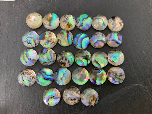 Faceted Abalone round 10mm doublet cabochon