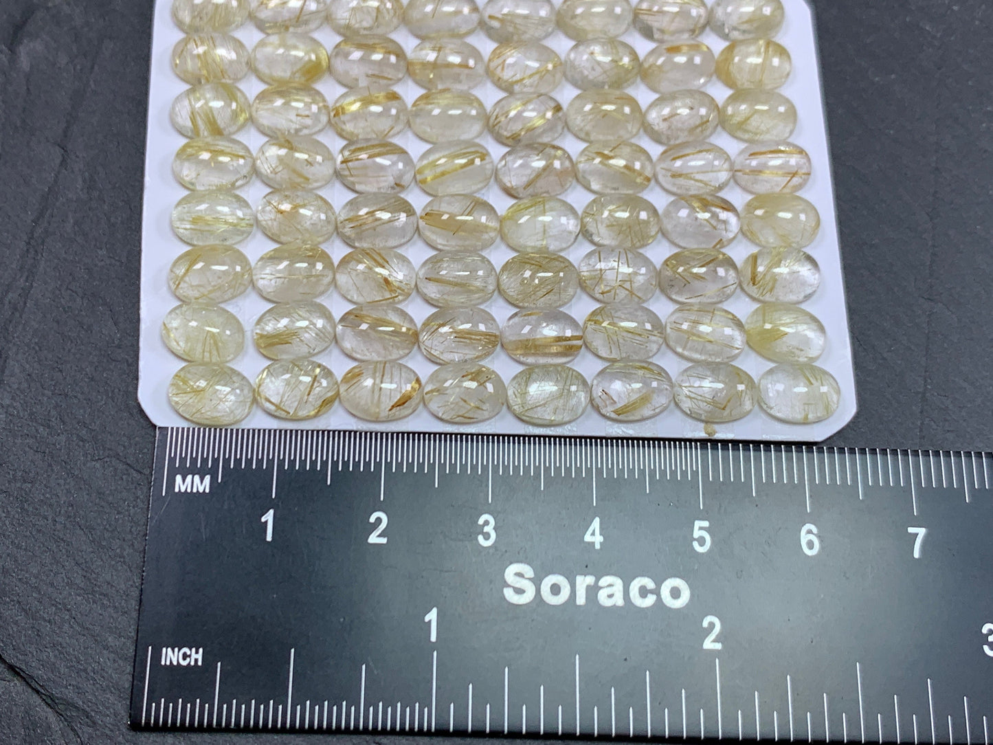 Gold Rutilated Quartz oval 6x8mm cabochon - Calibrated cabochons