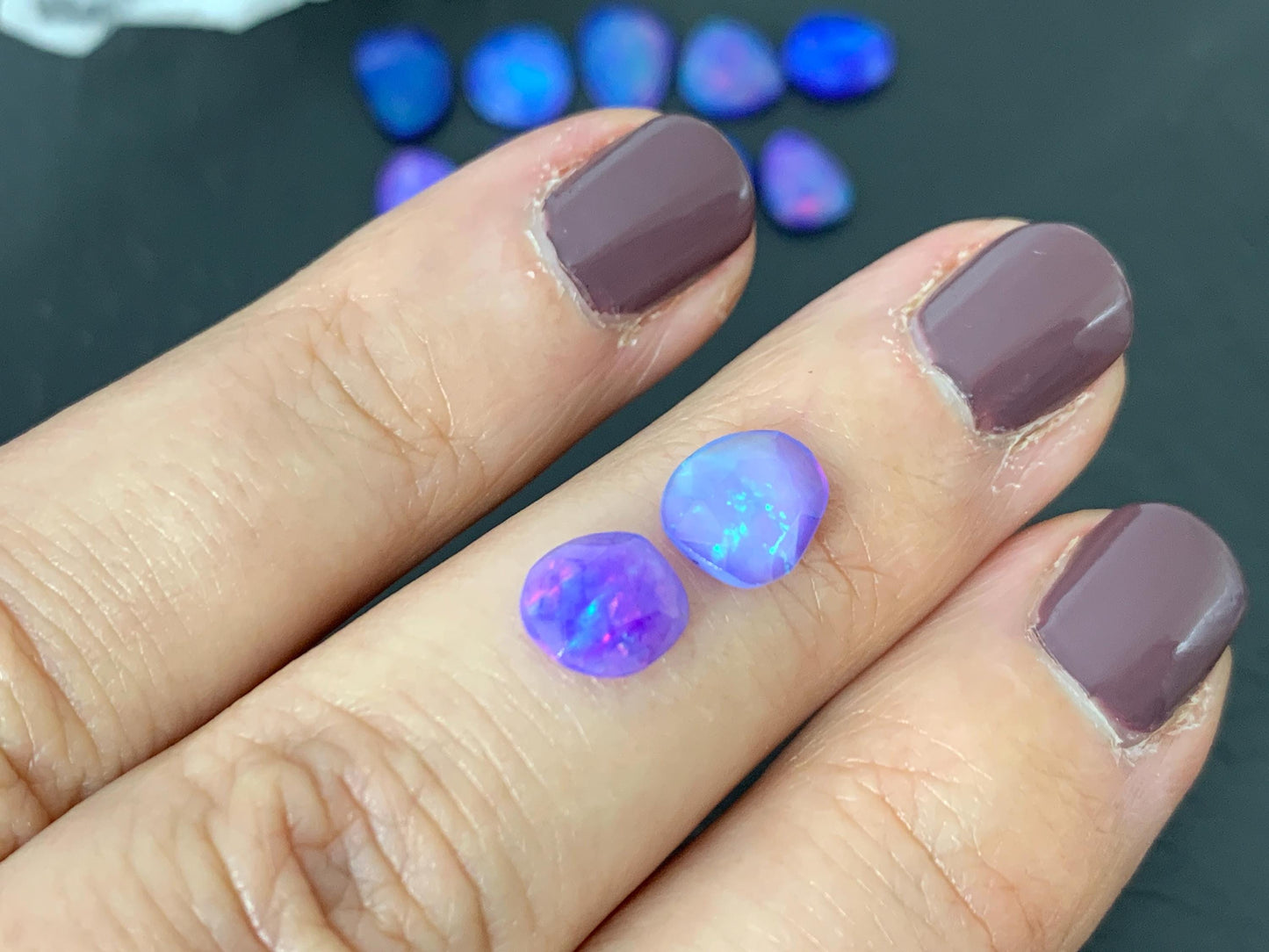 Faceted Purple Ethiopian Opal 7-9mm cabochon