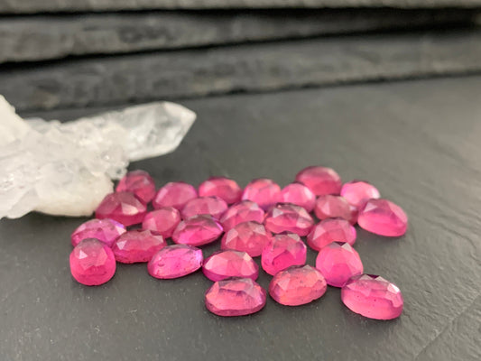 Faceted Thailand Pink Sapphire oval 6x8mm Cabochon | Natural Raspberry Sapphire