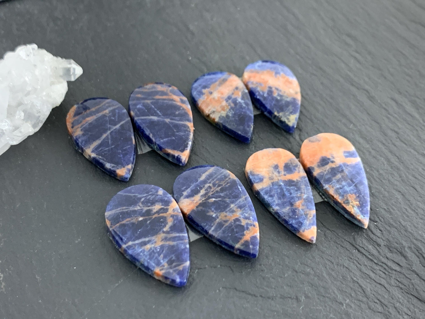 Natural Sodalite pair 23-25mm long cabochon