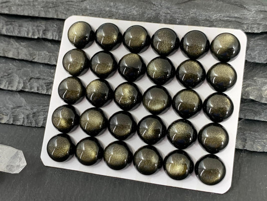 Gold Obsidian round 12mm cabochon - Calibrated cabochons