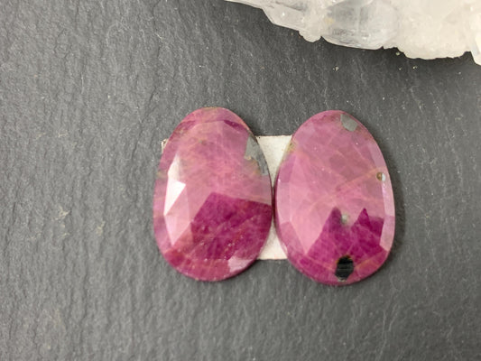 Faceted Ruby pair 10x17x3mm cabochon