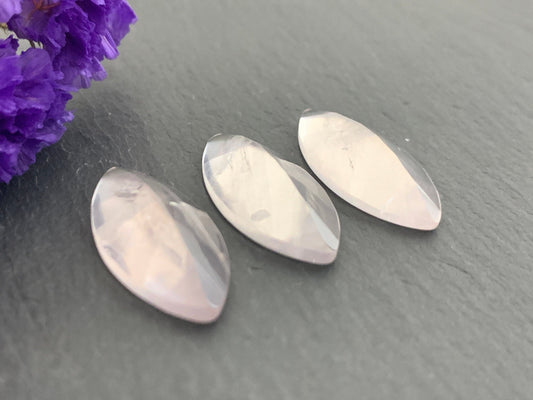 Faceted Rose Quartz marquise  10x20mm cabochon - Calibrated cabochons