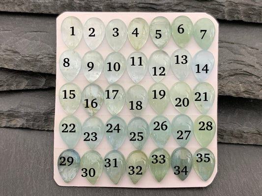 Aquamarine pear 8x12mm cabochon - Calibrated cabochons