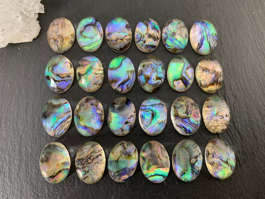 Faceted Abalone oval 10x14mm doublet cabochon