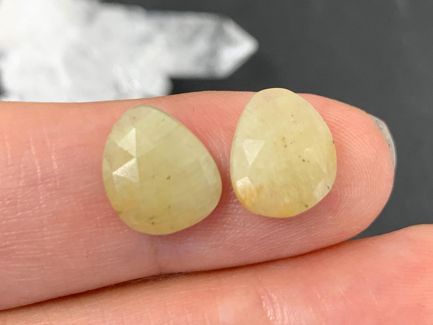 Faceted Yellow Sapphire pair 9x11x3mm cabochon