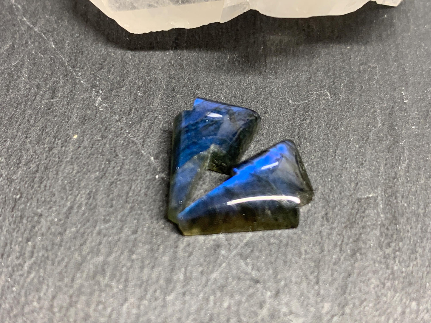 Labradorite lightning bolt pair 9x13mm cabochon