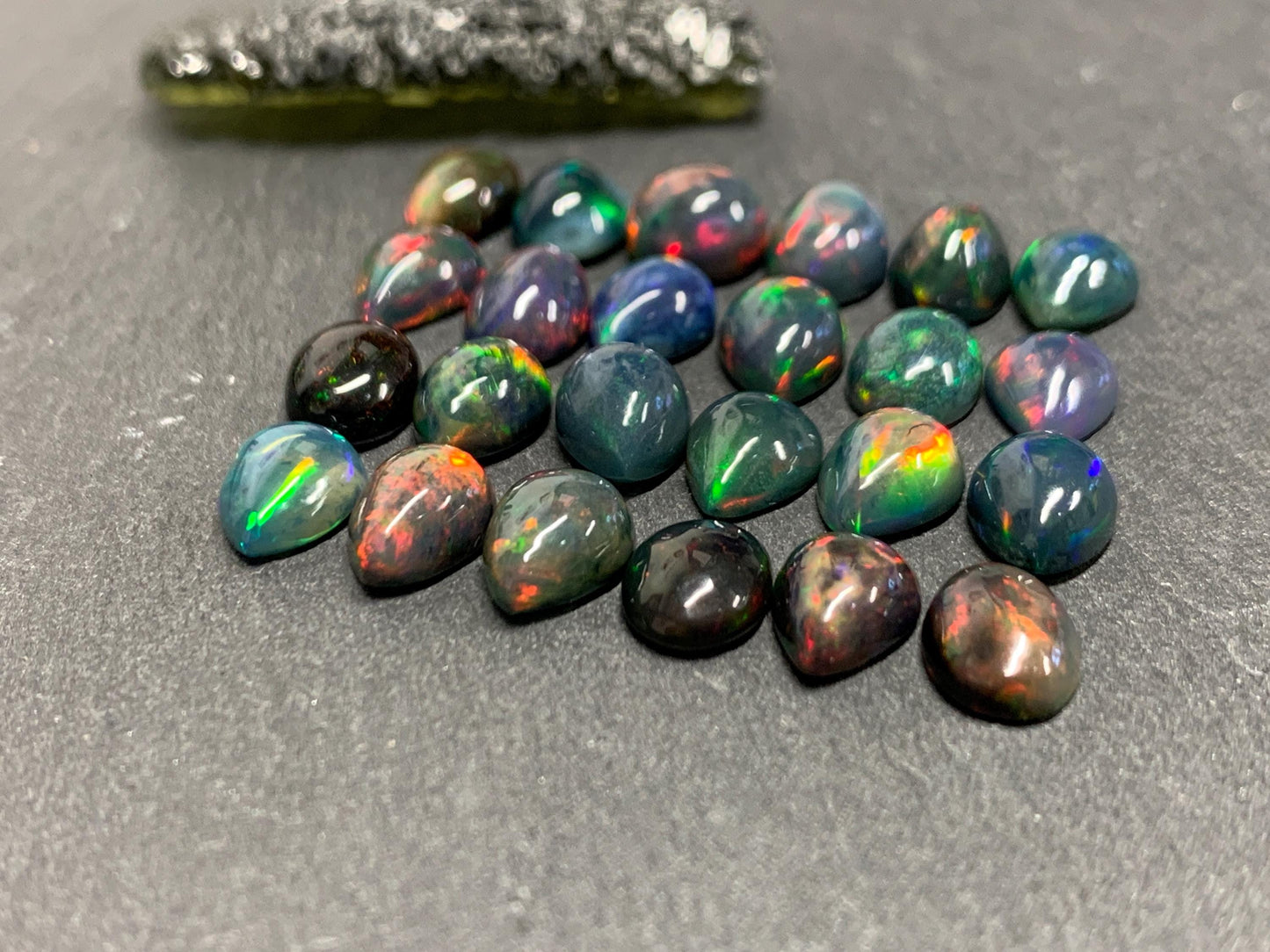 Black Ethiopian Opal 6x8mm cabochon