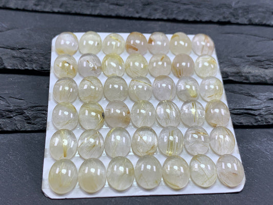Rutilated Quartz oval 8x10mm cabochon - Calibrated cabochons