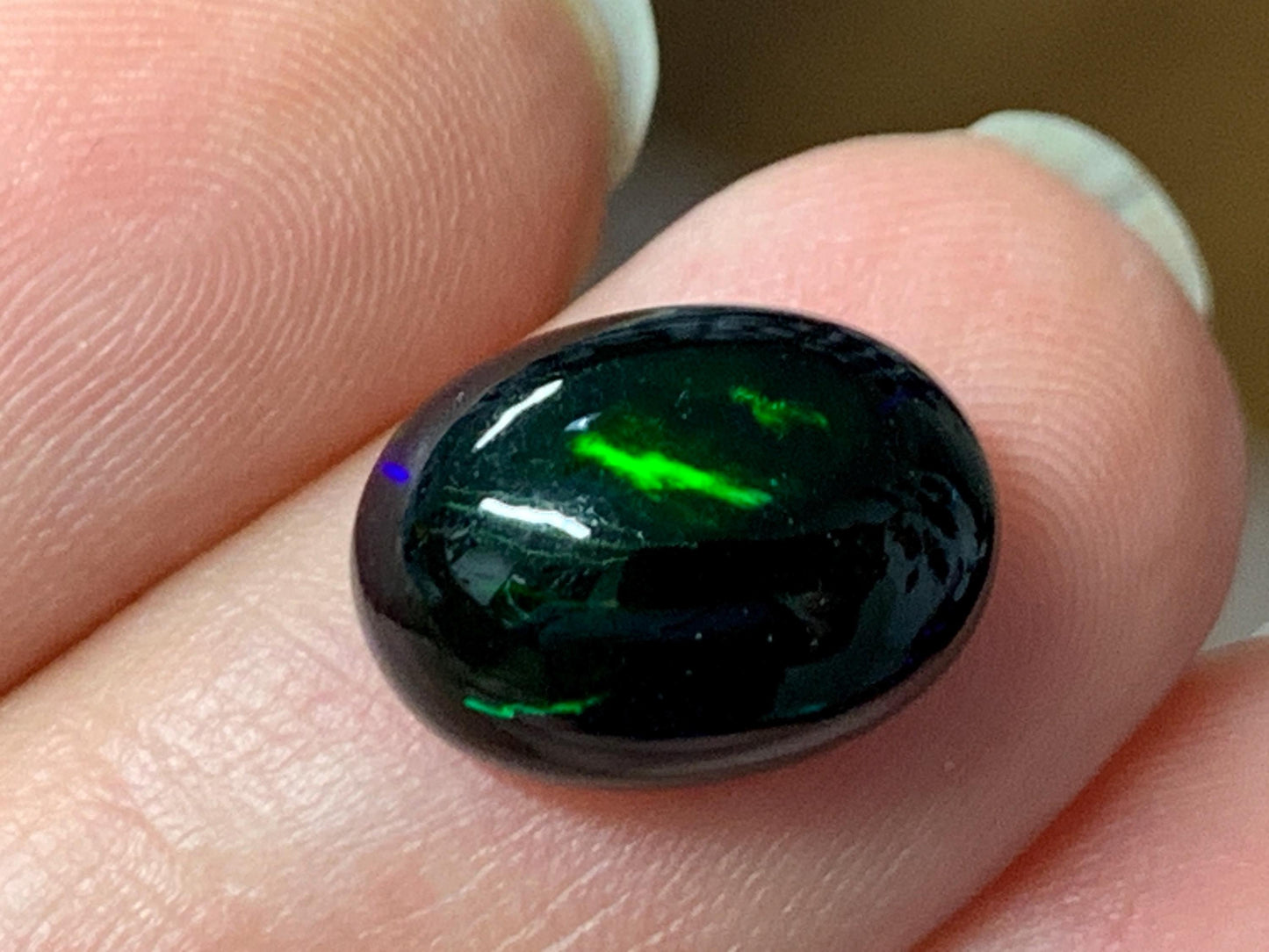 Natural Ethiopian Black Opal 9x12x6mm cabochon