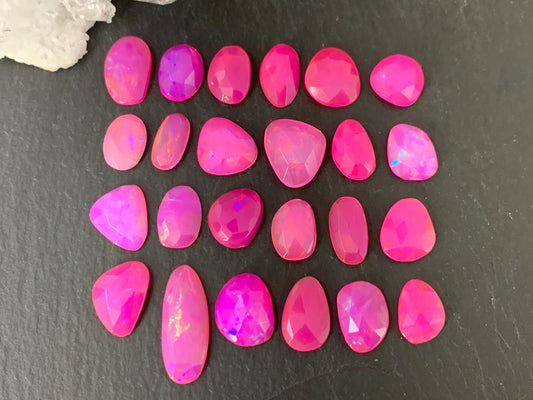 Faceted Pink Ethiopian Opal 9-18mm long cabochon