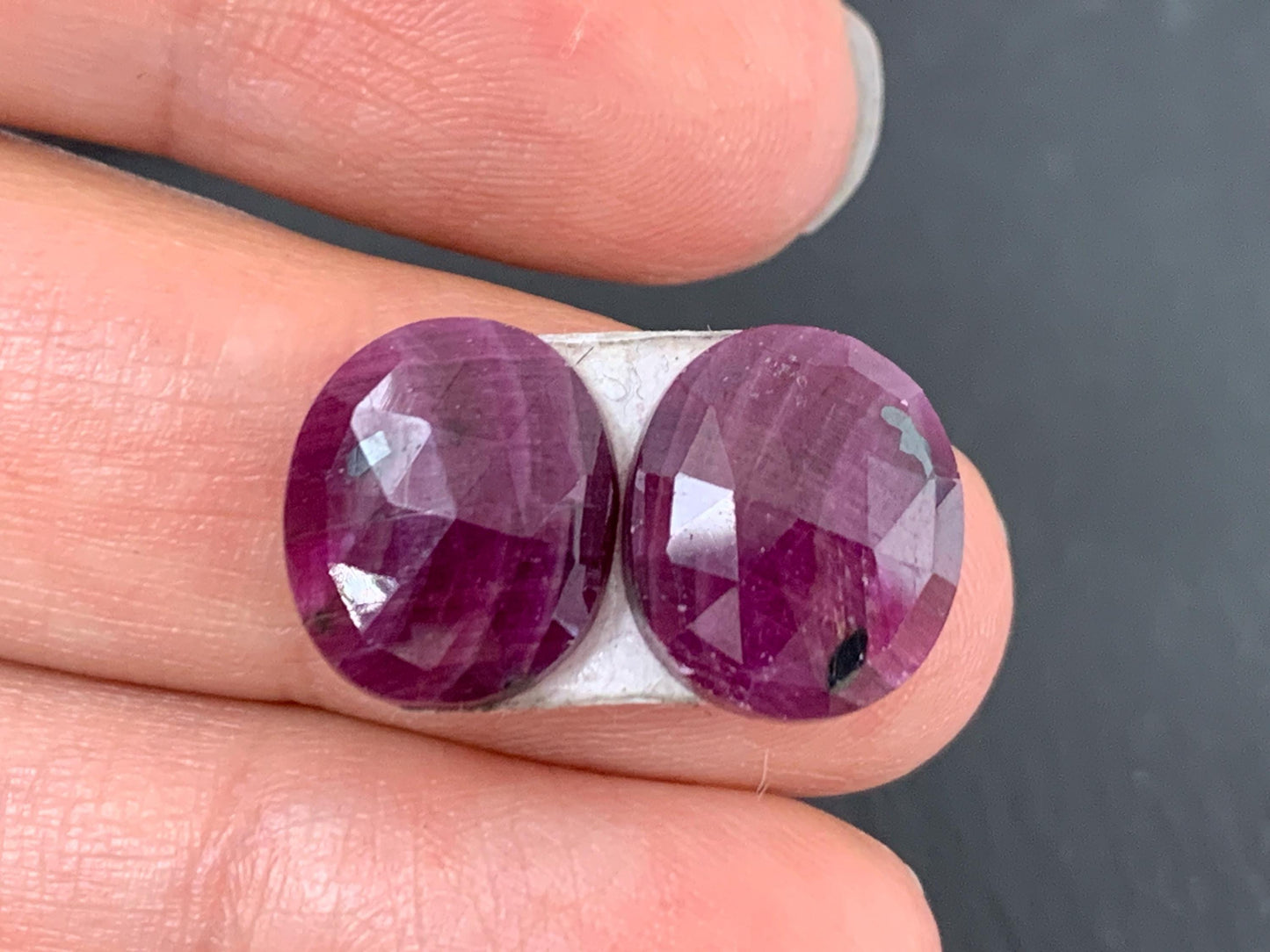Faceted Ruby pair 11x12x4mm cabochon