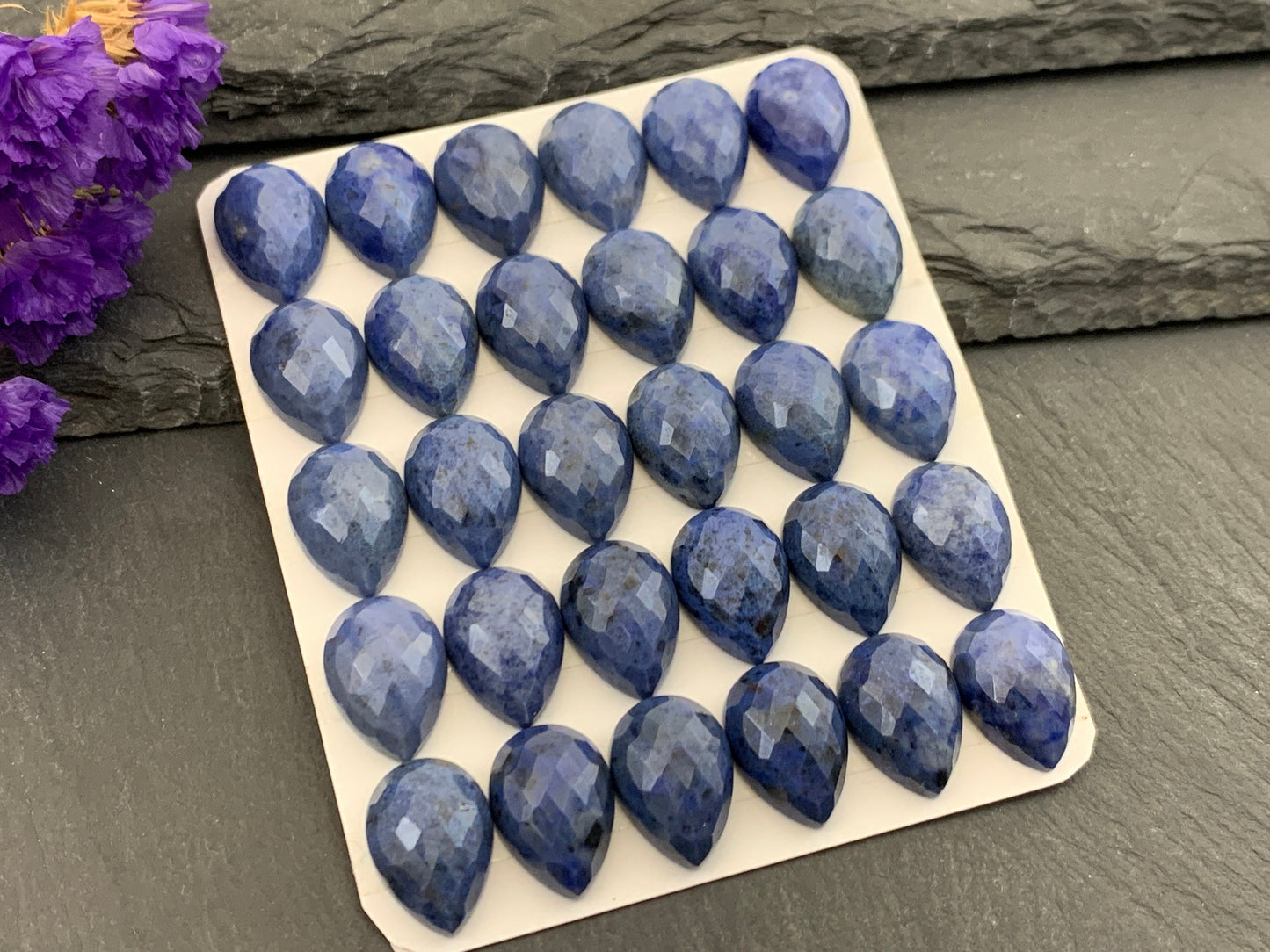 Faceted Dumortierite pear 10x14mm Cabochon - Calibrated Cabochons