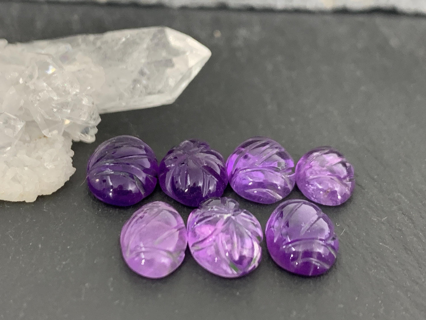 Hand Carved Amethyst Cabochon (10-11mm)