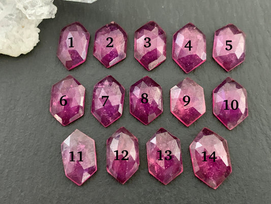 Faceted Thailand pink Sapphire long hexagon 12mm long cabochon