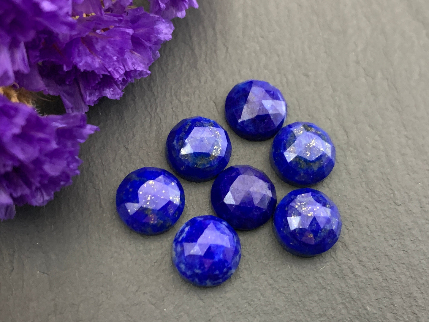 Faceted Lapis Lazuli round 8mm cabochon