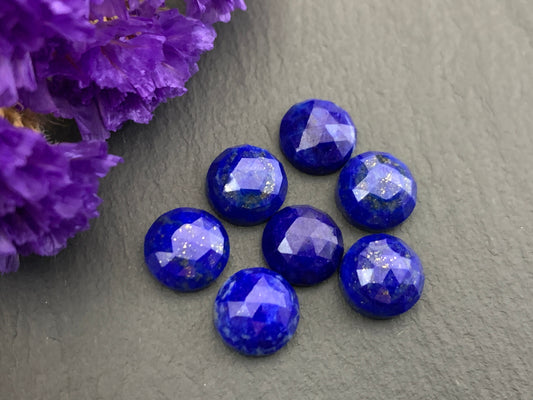 Faceted Lapis Lazuli round 8mm cabochon