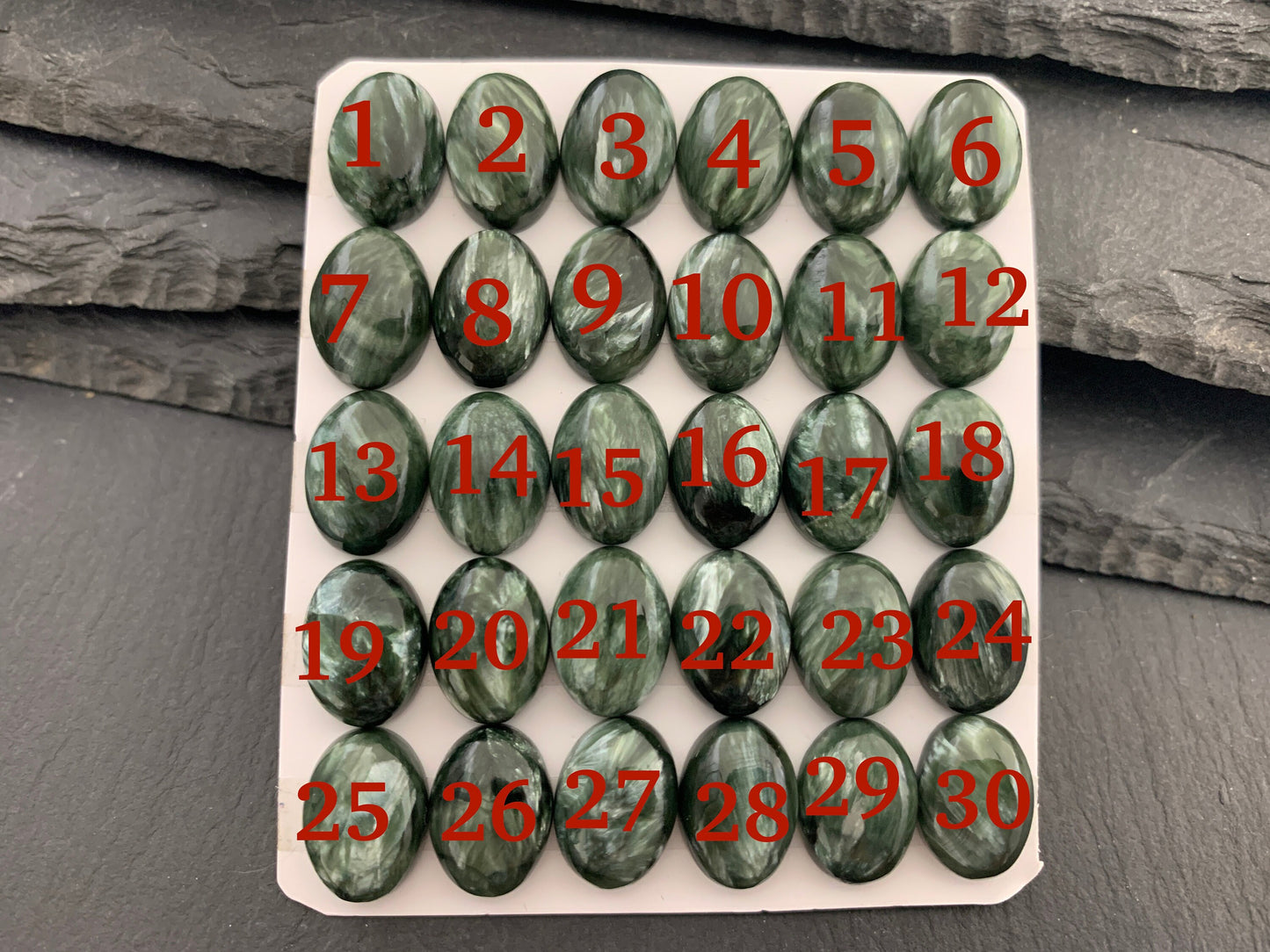 Seraphinite oval 10x14mm cabochon - Calibrated cabochons