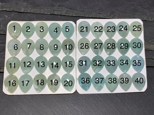 Aquamarine pear 12x16mm cabochon - Calibrated cabochons
