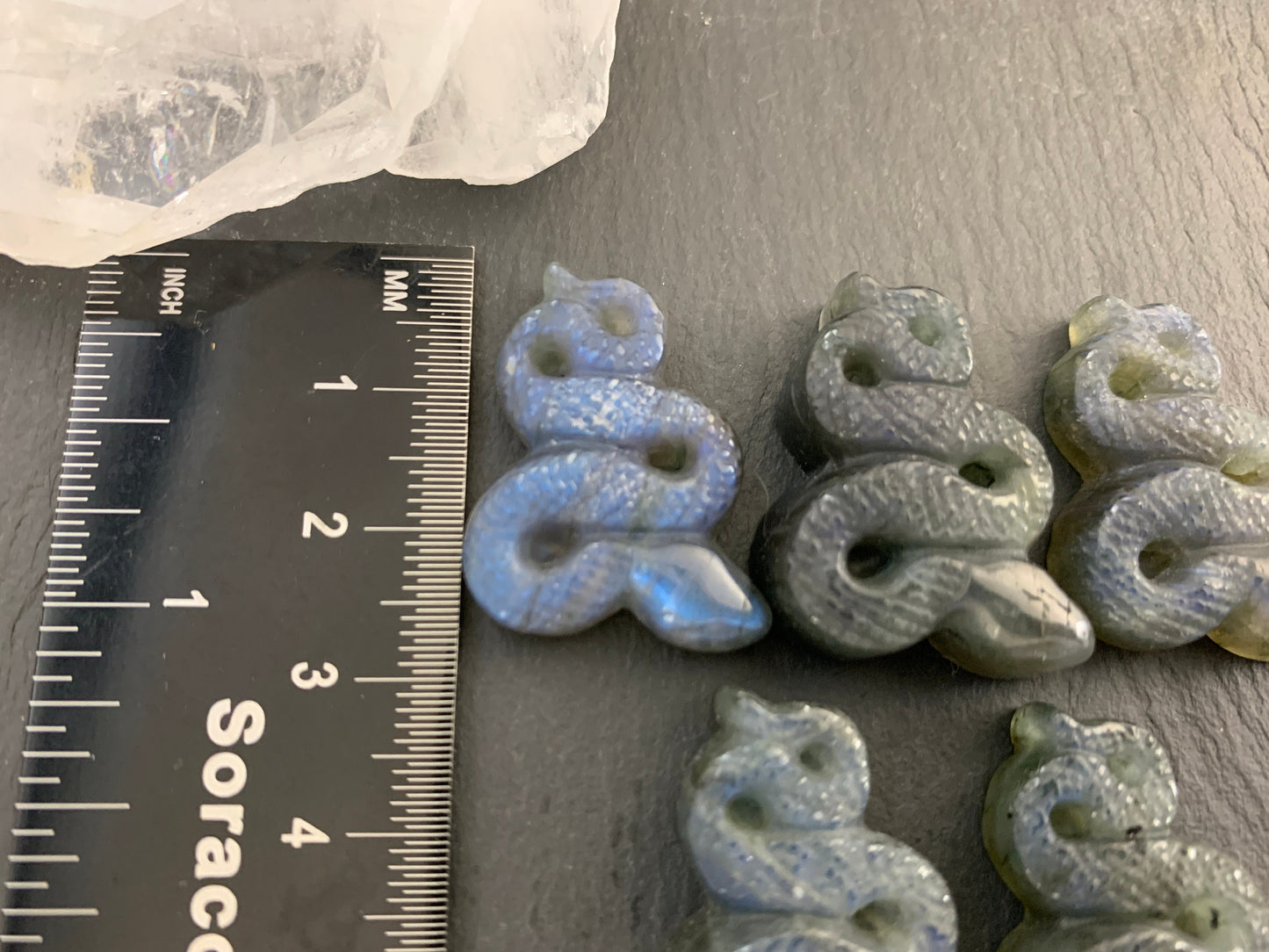 Labradorite snake cabochon - Snake carving