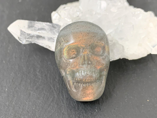 Labradorite Skull Cabochon 14x21mm Flat Back Carving Gemstone
