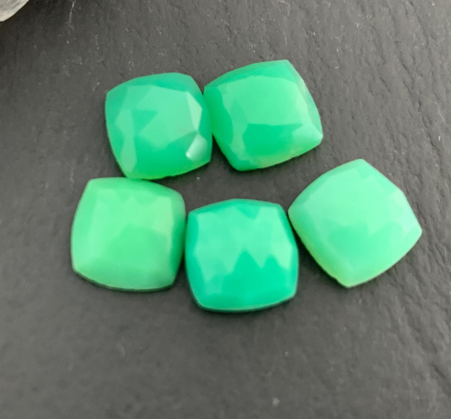 Faceted Chrysoprase square 8mm cabochon