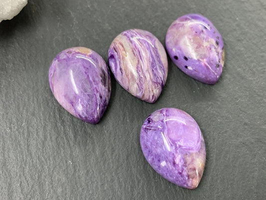Charoite pear 12x16mm cabochon - Calibrated cabochons