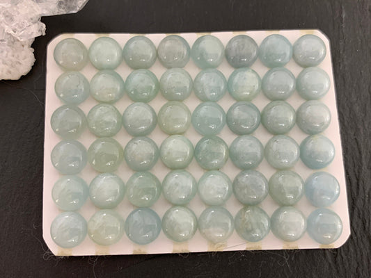 Aquamarine round 8mm cabochon - Calibrated cabochons