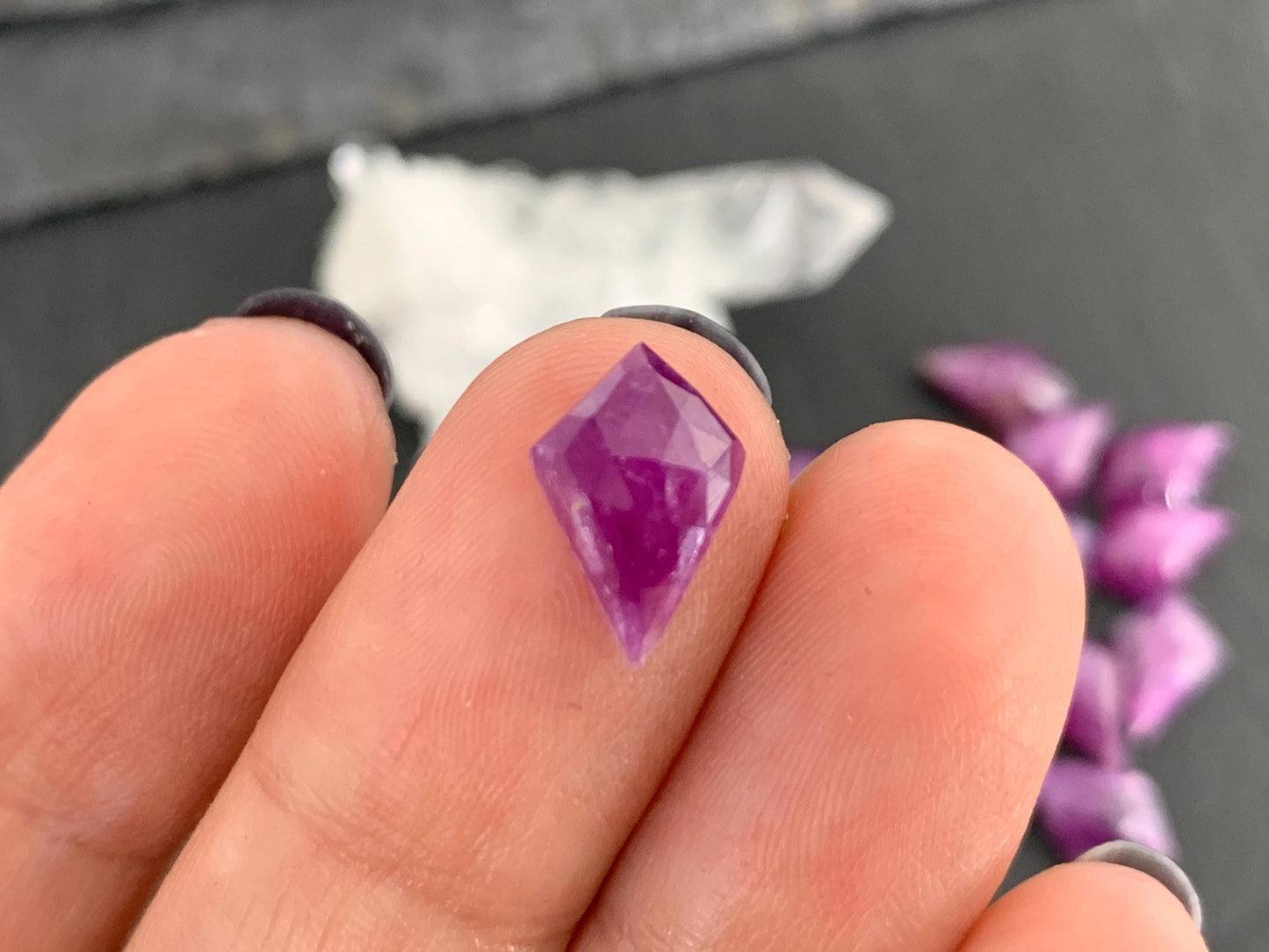 Discounted Damaged Faceted Sapphire kite 8x12mm cabochon. Lot of 18 pieces