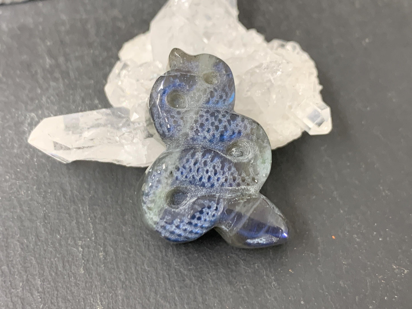 Labradorite Snake Carving - Flat Back Snake carving