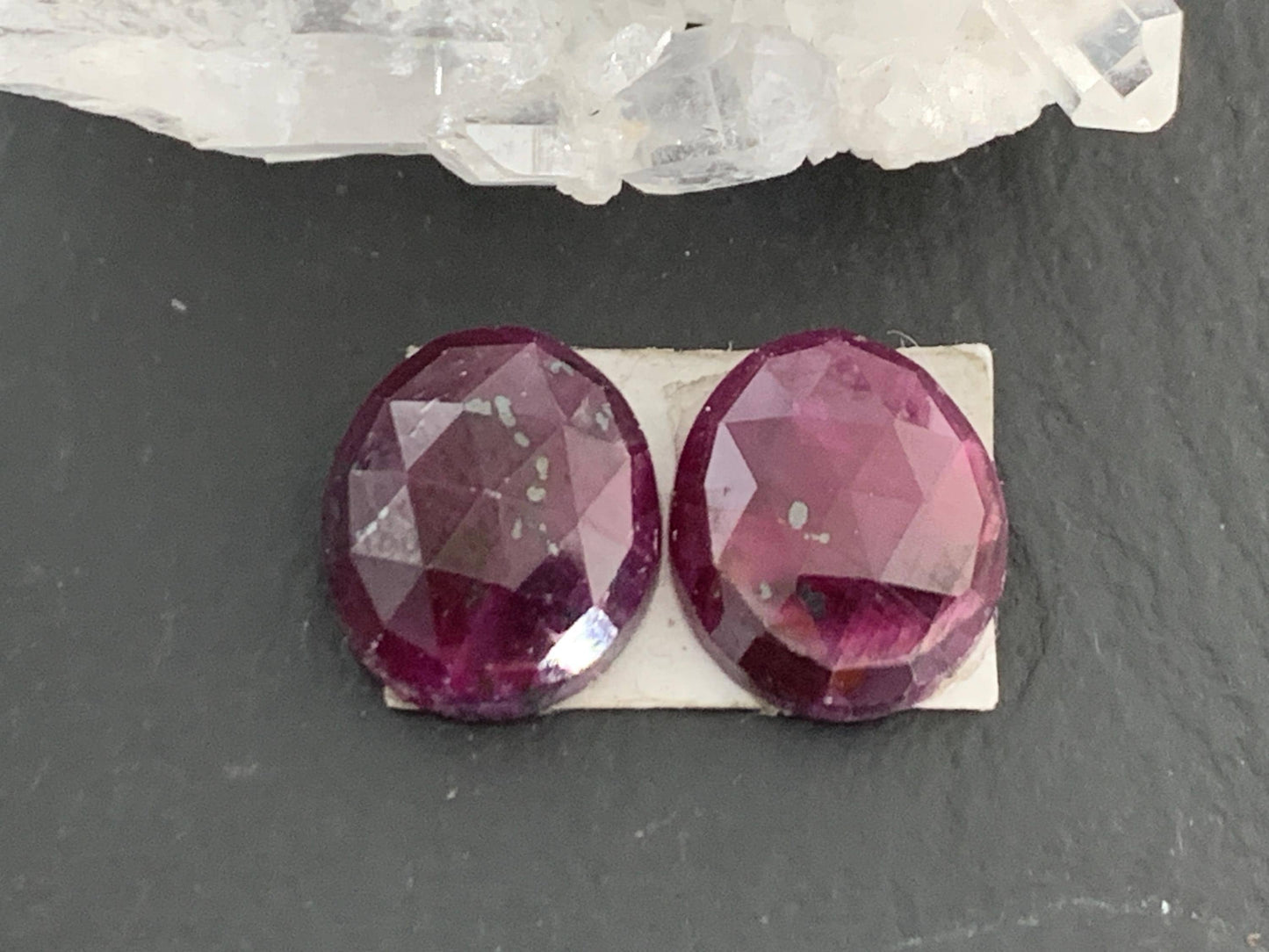 Faceted Ruby pair 10x12x4mm cabochon