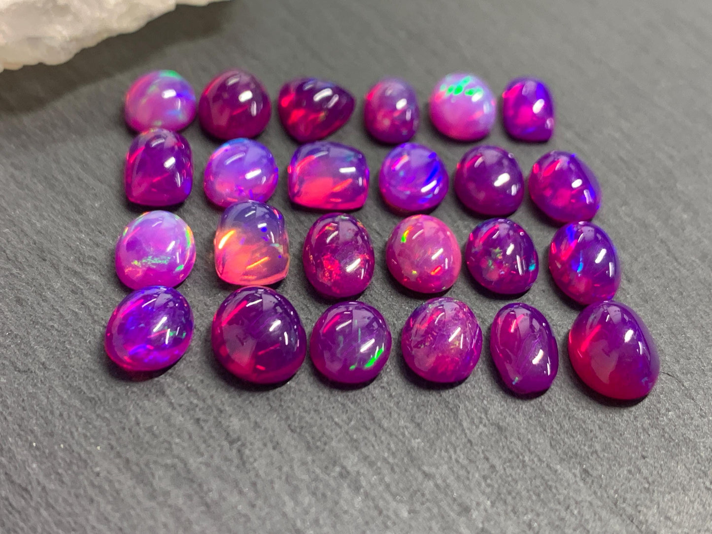 Ethiopian Opal oval, trillion, rectangle 9-10mm long cabochon - Natural Opal smoked to purple color