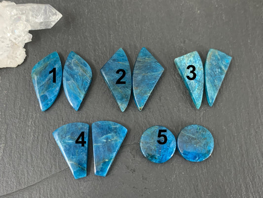 Apatite round, free form 14-27mm long cabochon - Buy by pair