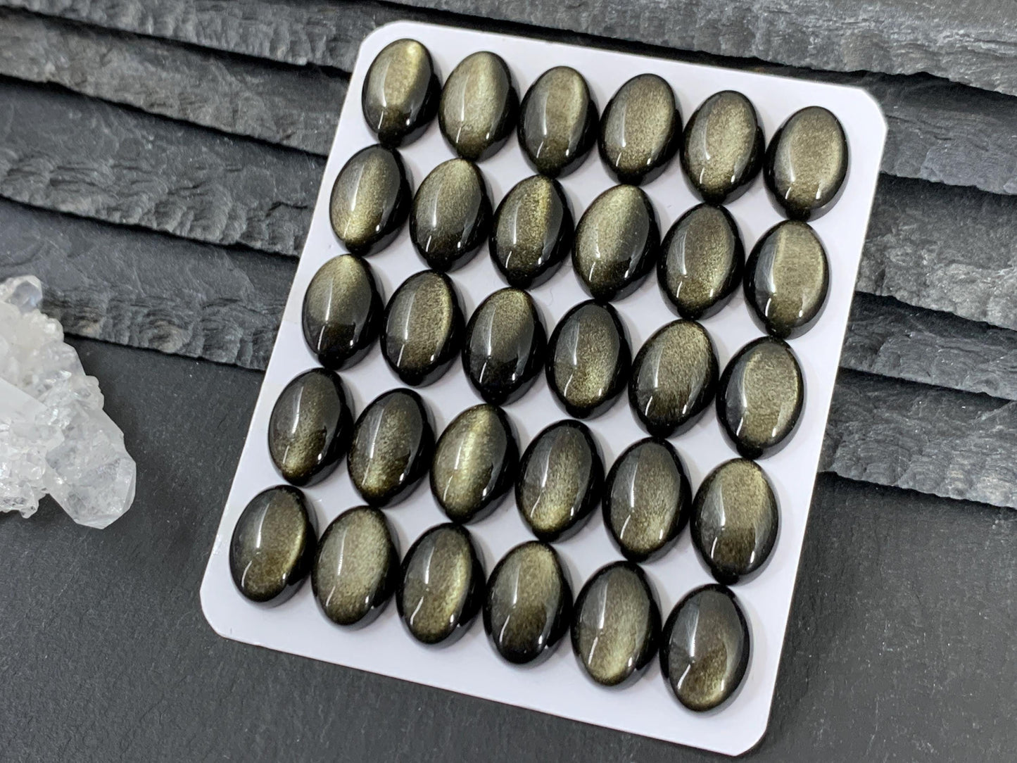 Gold Obsidian oval 10x14mm cabochon - Calibrated cabochons