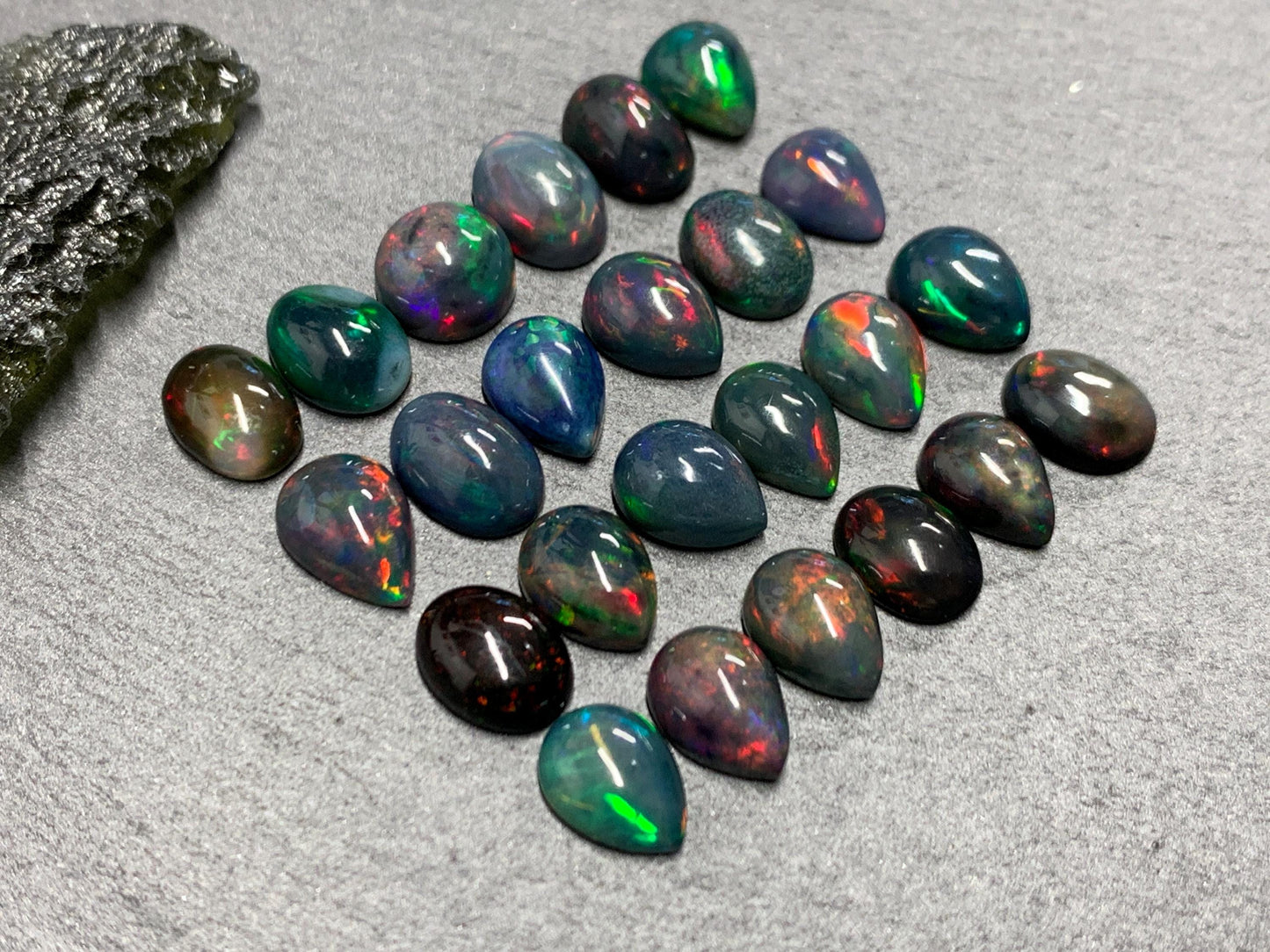 Black Ethiopian Opal 6x8mm cabochon