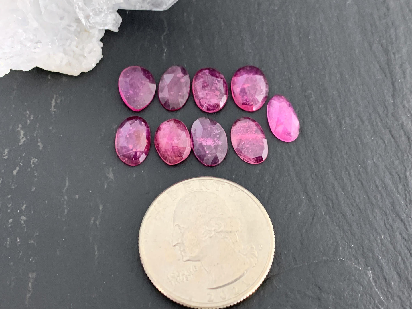Faceted Sapphire oval 9-10mm long cabochon