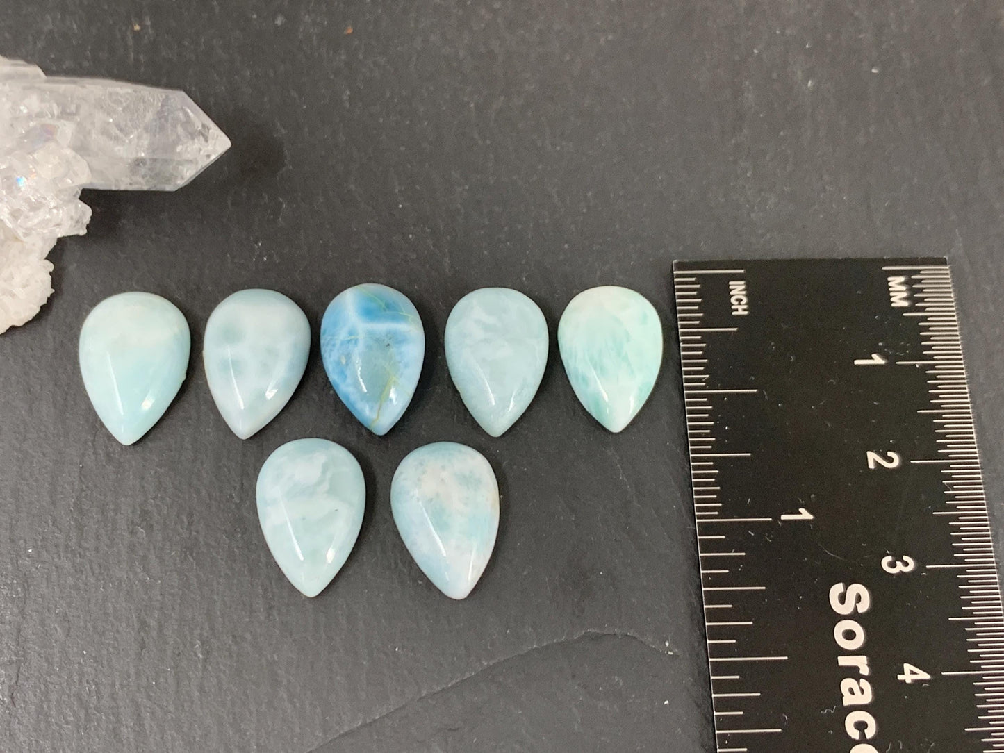 Larimar pear 10x15mm cabochon - Calibrated cabochons