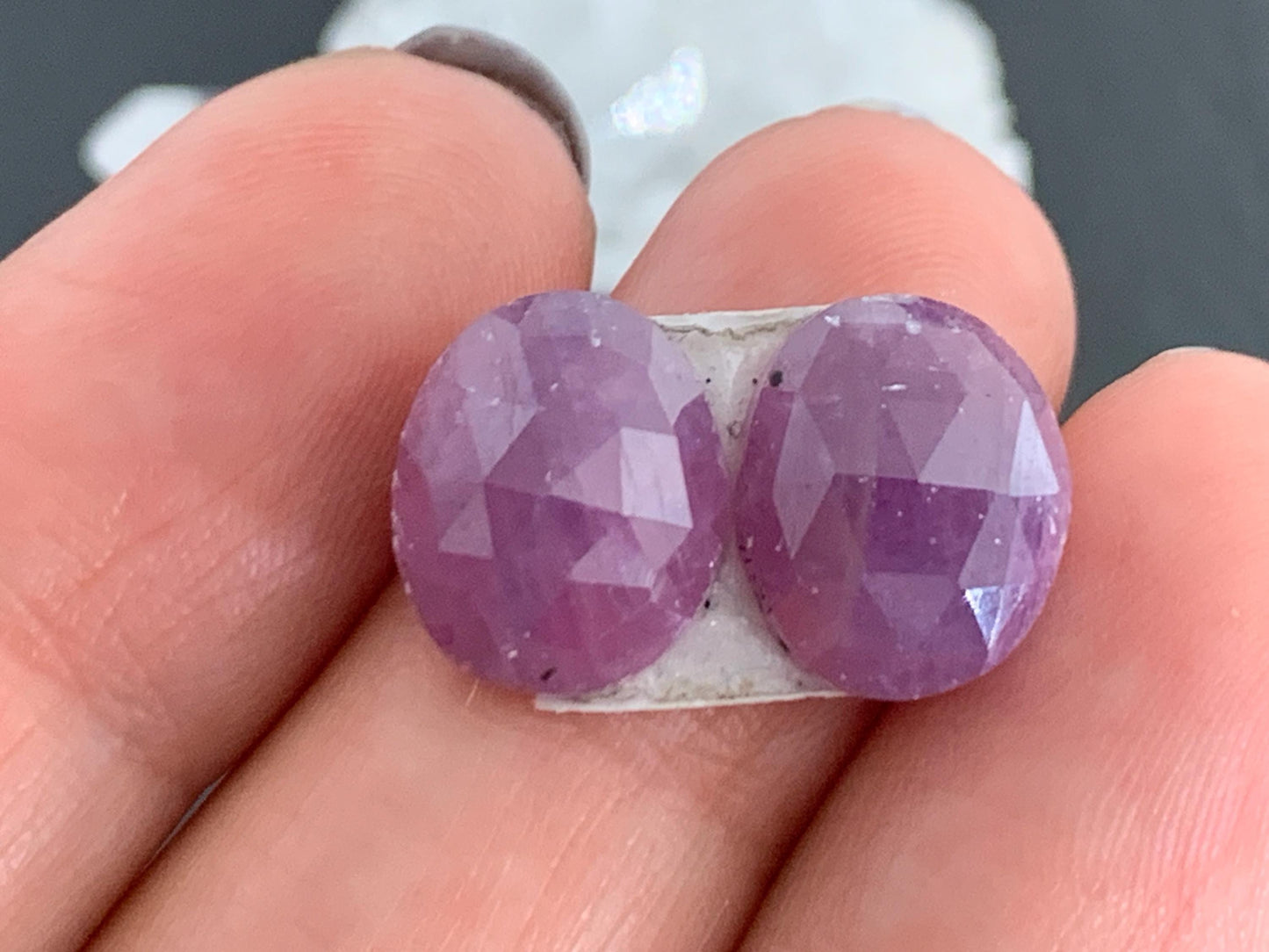 Damaged Faceted Ruby pair 10x12x5mm cabochon.