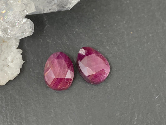 Faceted Ruby pair 6x8x3mm cabochon