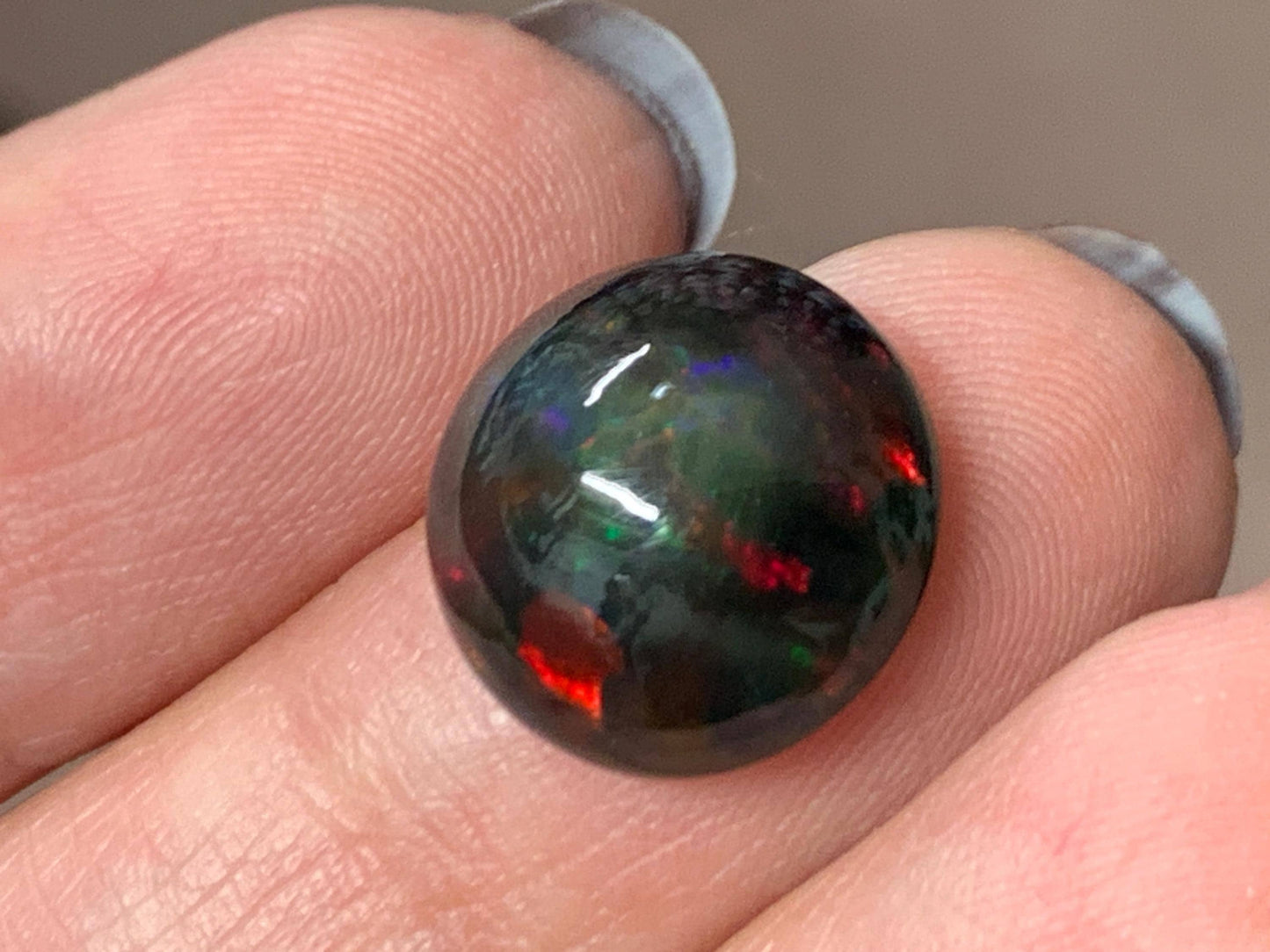 Natural Ethiopian Black Opal 13mm cabochon