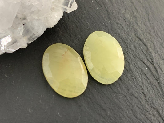 Faceted Yellow Sapphire pair 11x16x3mm cabochon
