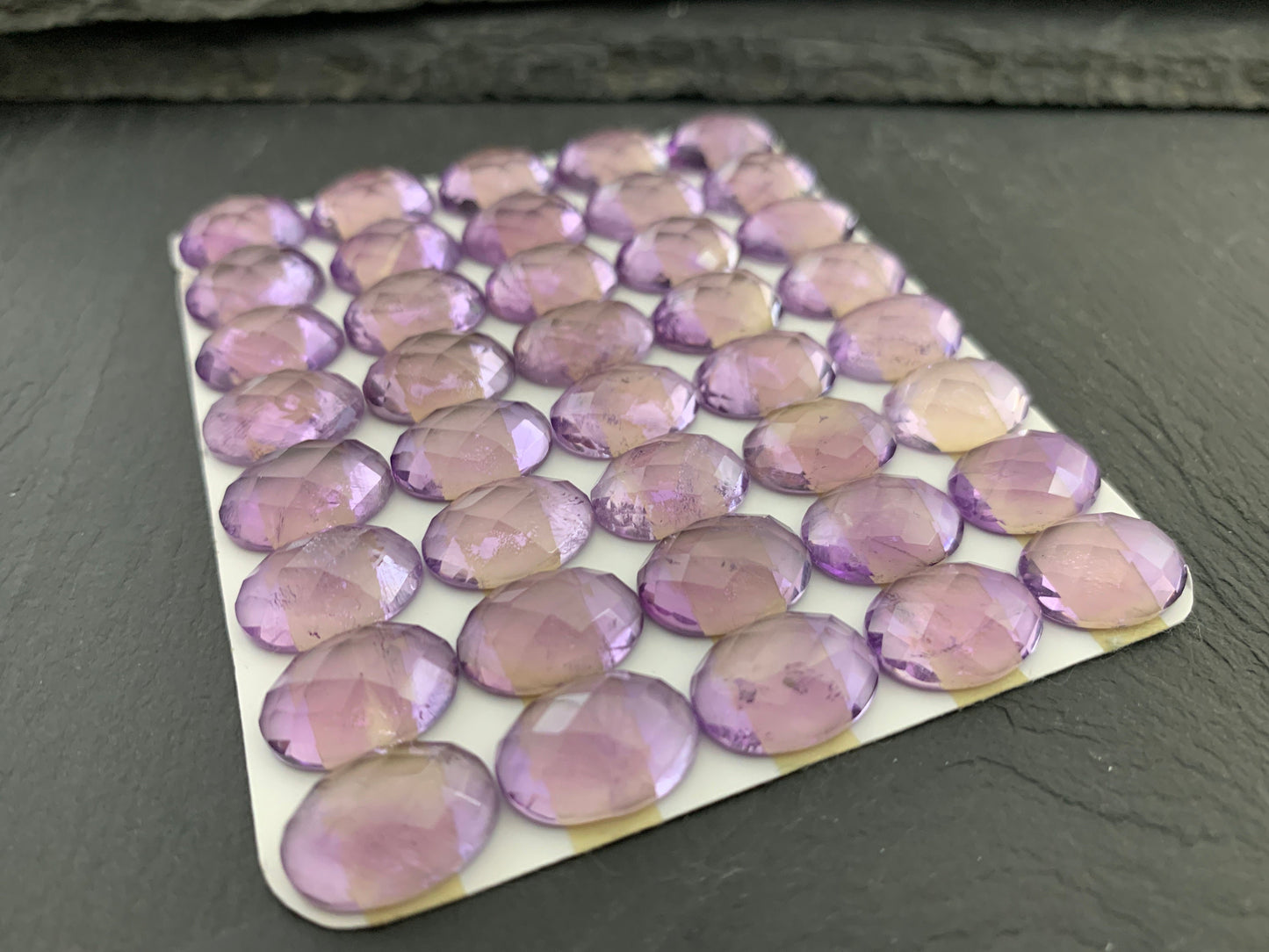 Faceted Amethyst oval 10x14mm cabochon - Calibrated cabochons
