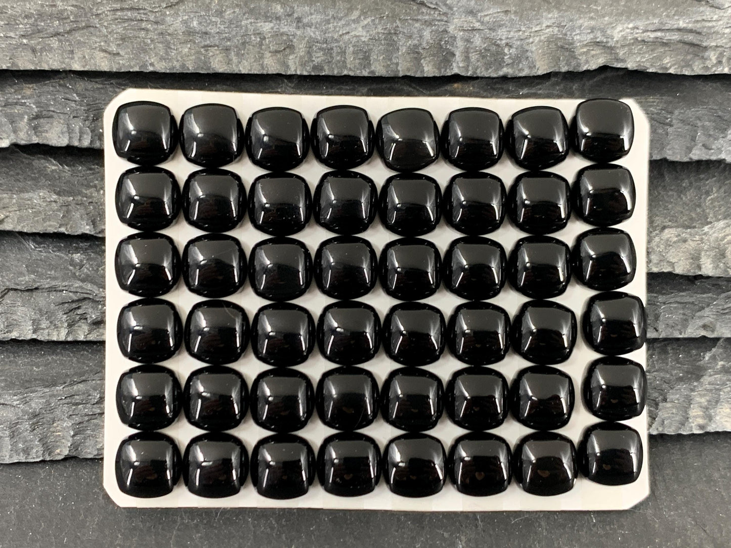 Black Agate Square Cushion 8mm Calibrated Cabochon - Natural Gemstone