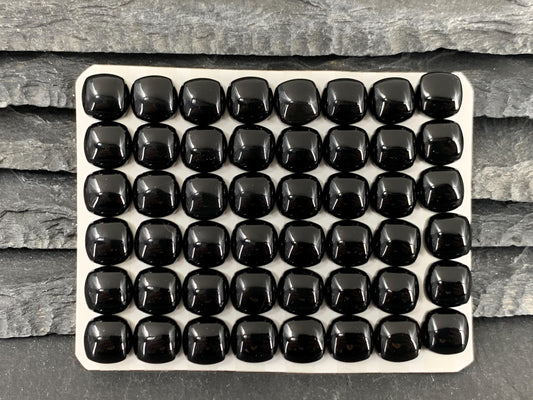 Black Agate Square Cushion 8mm Calibrated Cabochon - Natural Gemstone